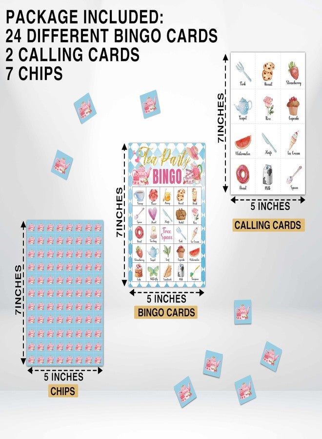 Tedea Tea Party Bridal Shower Games, Tea Party Bingo Game, Tea Party Decorations, Wonderland Party Favors, 24 Players Bingo Games for Bridal Shower, Bachelorette Party, Wedding, Engagement Party (C08) - Image 2